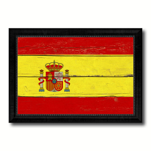 Spain Country Flag Vintage Canvas Print with Black Picture Frame Home Decor Gifts Wall Art Decoration Artwork