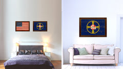 Omaha City Nebraska State Vintage Flag Canvas Print Brown Picture Frame