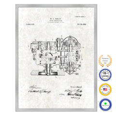 1920 Engine Construction Old Patent Art Print on Canvas Custom Framed Vintage Home Decor Wall Decoration Great for Gifts