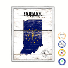 Indiana Flag Gifts Home Decor Wall Art Canvas Print with Custom Picture Frame