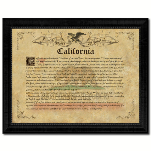 California State Flag Texture Canvas Print with Black Picture Frame Home Decor Man Cave Wall Art Collectible Decoration Artwork Gifts