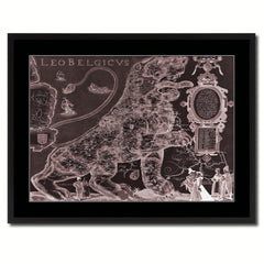 Leo Belgicvs Vintage Vivid Sepia Map Canvas Print, Picture Frames Home Decor Wall Art Decoration Gifts