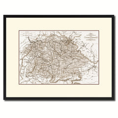Southern Germany: Bavaria Wurttemberg Hesse Vintage Sepia Map Canvas Print, Picture Frame Gifts Home Decor Wall Art Decoration