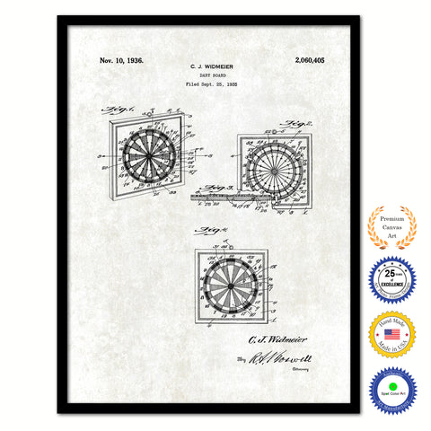 1936 Dart Board Old Patent Art Print on Canvas Custom Framed Vintage Home Decor Wall Decoration Great for Gifts