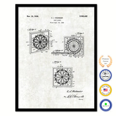 1936 Dart Board Old Patent Art Print on Canvas Custom Framed Vintage Home Decor Wall Decoration Great for Gifts