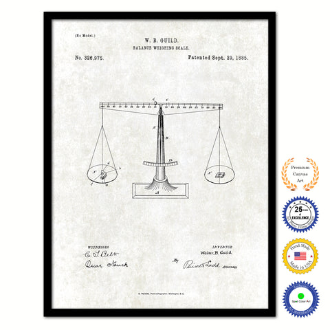 1885 Balance Weighing Scale Old Patent Art Print on Canvas Custom Framed Vintage Home Decor Wall Decoration Great for Gifts