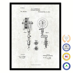 1891 Tattooing Machine Old Patent Art Print on Canvas Custom Framed Vintage Home Decor Wall Decoration Great for Gifts