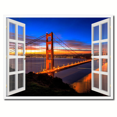 Huntington Beach California Picture French Window Canvas Print with Frame Gifts Home Decor Wall Art Collection
