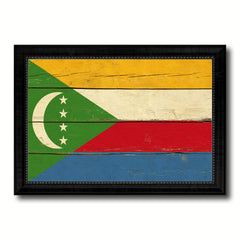 Comoros Country Flag Vintage Canvas Print with Black Picture Frame Home Decor Gifts Wall Art Decoration Artwork