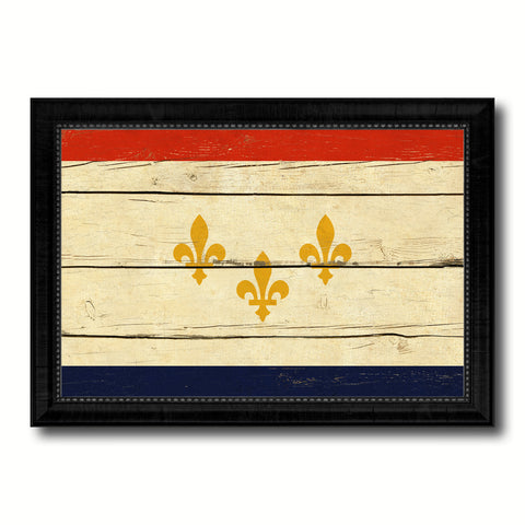 New Orleans  City Louisiana State Vintage Flag Canvas Print Black Picture Frame