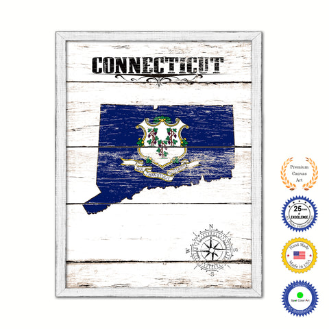 Connecticut Flag Gifts Home Decor Wall Art Canvas Print with Custom Picture Frame