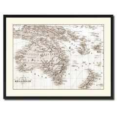 New Zealand Oceania Australia Vintage Sepia Map Canvas Print, Picture Frame Gifts Home Decor Wall Art Decoration