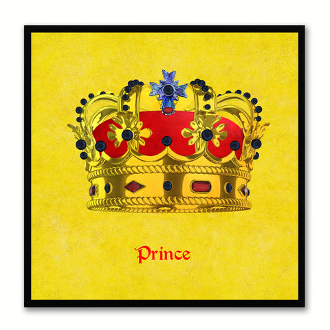 Prince Yellow Canvas Print Black Frame Kids Bedroom Wall Home Décor