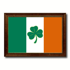 Ireland Saint Patrick Flag Canvas Print with Brown Picture Frame Home Decor Wall Art Gift Ideas