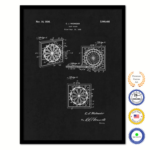 1936 Dart Board Old Patent Art Print on Canvas Custom Framed Vintage Home Decor Wall Decoration Great for Gifts