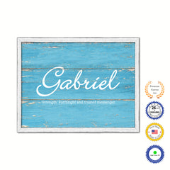 Gabriel Name Plate White Wash Wood Frame Canvas Print Boutique Cottage Decor Shabby Chic