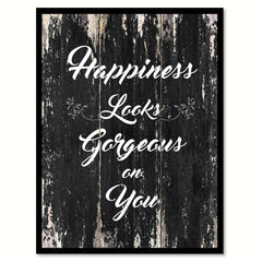 Happiness looks gorgeous on you 1 Motivational Quote Saying Canvas Print with Picture Frame Home Decor Wall Art