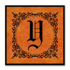 Alphabet Y Orange Canvas Print Black Frame Kids Bedroom Wall Décor Home Art