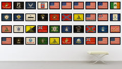 Thin Blue Line Police & Thin Red Line Firefighter Respect & Honor Law Enforcement First Responder American USA Flag Texture Canvas Print with Picture Frame Home Decor Wall Art