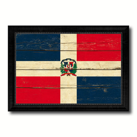 Dominican Republic Country Flag Vintage Canvas Print with Black Picture Frame Home Decor Gifts Wall Art Decoration Artwork
