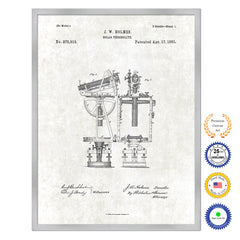 1883 Solar Theodolite Old Patent Art Print on Canvas Custom Framed Vintage Home Decor Wall Decoration Great for Gifts
