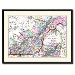 Quebec Montreal Vintage Antique Map Wall Art Home Decor Gift Ideas Canvas Print Custom Picture Frame