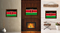 Kenya Country Flag Vintage Canvas Print with Brown Picture Frame Home Decor Gifts Wall Art Decoration Artwork
