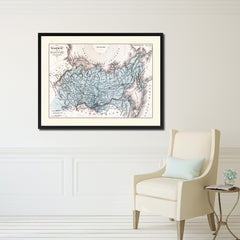 Siberia Russia Vintage Antique Map Wall Art Home Decor Gift Ideas Canvas Print Custom Picture Frame