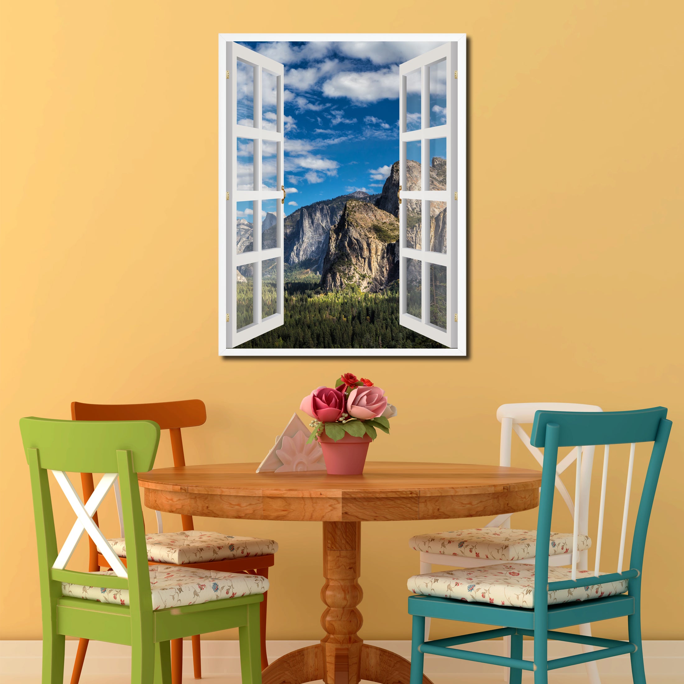 Tunnel View Yosemite National Park California Picture French Window Canvas Print with Frame Gifts Home Decor Wall Art Collection