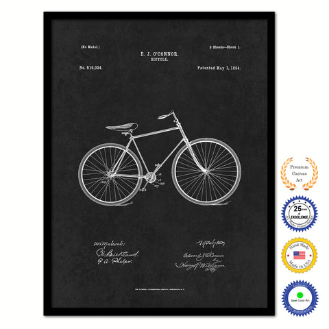 1894 Bicycle Old Patent Art Print on Canvas Custom Framed Vintage Home Decor Wall Decoration Great for Gifts
