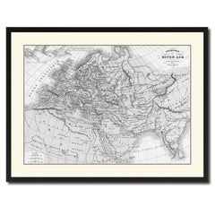 Europe In The Middle Ages Crusades Vintage B&W Map Canvas Print, Picture Frame Home Decor Wall Art Gift Ideas
