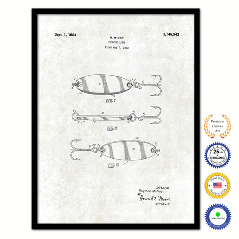 1964 Fishing lure Old Patent Art Print on Canvas Custom Framed Vintage Home Decor Wall Decoration Great for Gifts