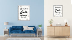 Life Is Short Smile While You Still Have Teeth Vintage Saying Gifts Home Decor Wall Art Canvas Print with Custom Picture Frame