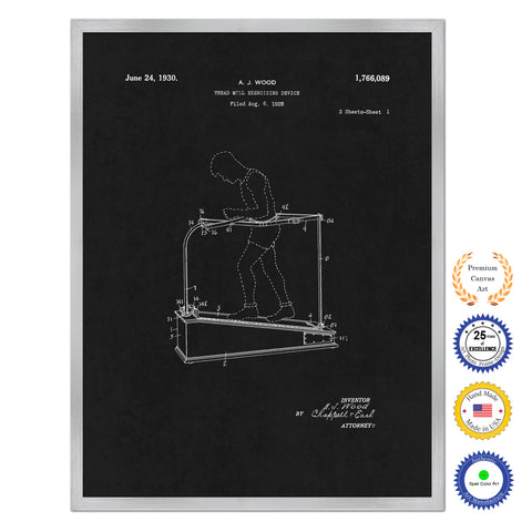 1930 Tread Mill Exercising Device Old Patent Art Print on Canvas Custom Framed Vintage Home Decor Wall Decoration Great for Gifts