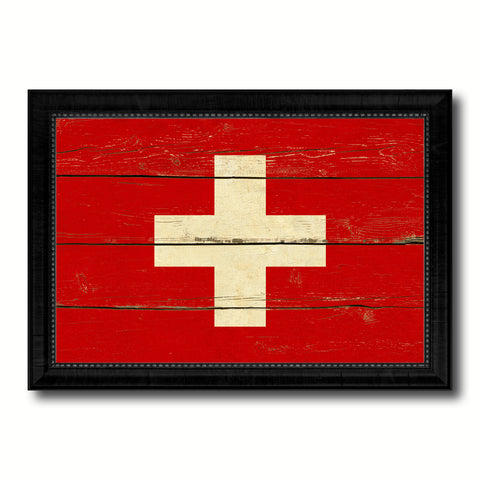 Switzerland Country Flag Vintage Canvas Print with Black Picture Frame Home Decor Gifts Wall Art Decoration Artwork