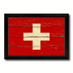 Switzerland Country Flag Vintage Canvas Print with Black Picture Frame Home Decor Gifts Wall Art Decoration Artwork