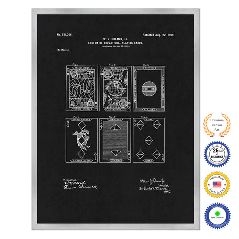 1899 System of Educational Playing Cards Old Patent Art Print on Canvas Custom Framed Vintage Home Decor Wall Decoration Great for Gifts
