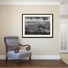 Mountain Fortress Vintage B&W Map Canvas Print, Picture Frame Home Decor Wall Art Gift Ideas