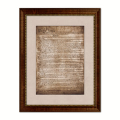 Constitution We The People Canvas Print Home Decor Wall Art, Sepia, Brown Framed