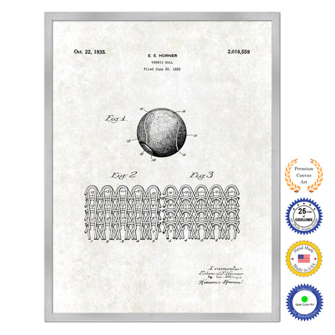 1935 Tennis Ball Old Patent Art Print on Canvas Custom Framed Vintage Home Decor Wall Decoration Great for Gifts