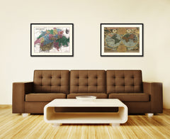 Switzerland Vintage Antique Map Wall Art Home Decor Gift Ideas Canvas Print Custom Picture Frame