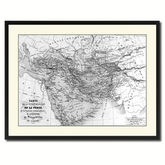 Persia Arabia Iraq Iran Vintage B&W Map Canvas Print, Picture Frame Home Decor Wall Art Gift Ideas