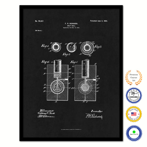 1902 Golf Ball Old Patent Art Print on Canvas Custom Framed Vintage Home Decor Wall Decoration Great for Gifts