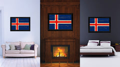 Iceland Country Flag Vintage Canvas Print with Black Picture Frame Home Decor Gifts Wall Art Decoration Artwork