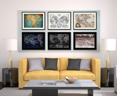 Mountain Fortress Vintage Vivid Sepia Map Canvas Print, Picture Frames Home Decor Wall Art Decoration Gifts