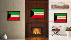 Kuwait Country Flag Vintage Canvas Print with Brown Picture Frame Home Decor Gifts Wall Art Decoration Artwork