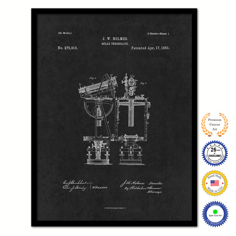 1883 Solar Theodolite Old Patent Art Print on Canvas Custom Framed Vintage Home Decor Wall Decoration Great for Gifts