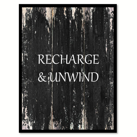 Recharge & unwind Motivational Quote Saying Canvas Print with Picture Frame Home Decor Wall Art