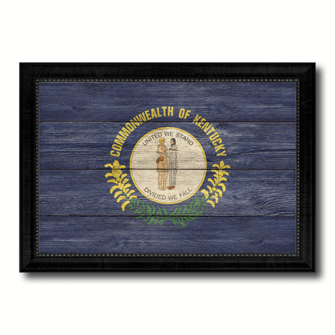 Kentucky State Flag Texture Canvas Print with Black Picture Frame Home Decor Man Cave Wall Art Collectible Decoration Artwork Gifts