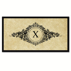 Alphabet Letter X Brown Canvas Print, Black Custom Frame